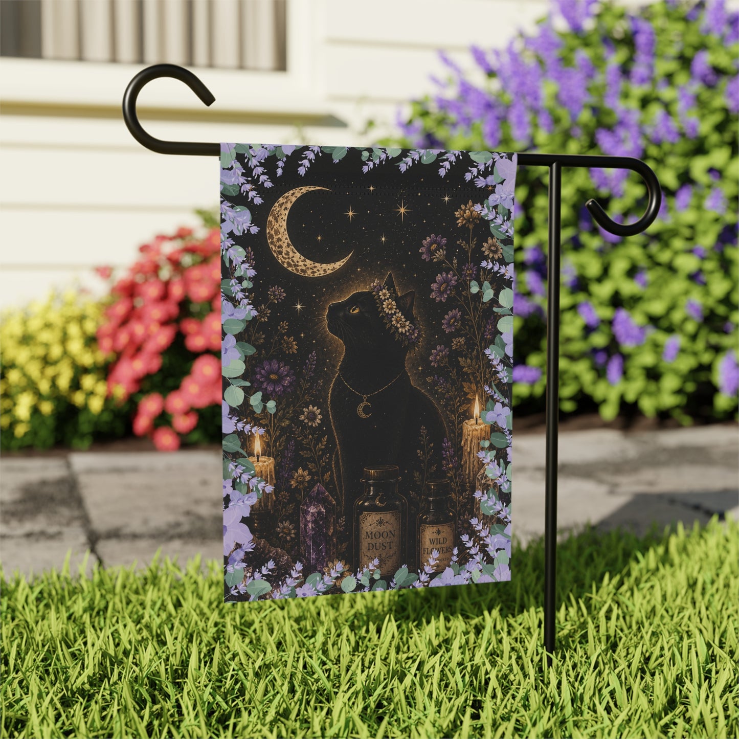 Black Cat Moon Garden Flag