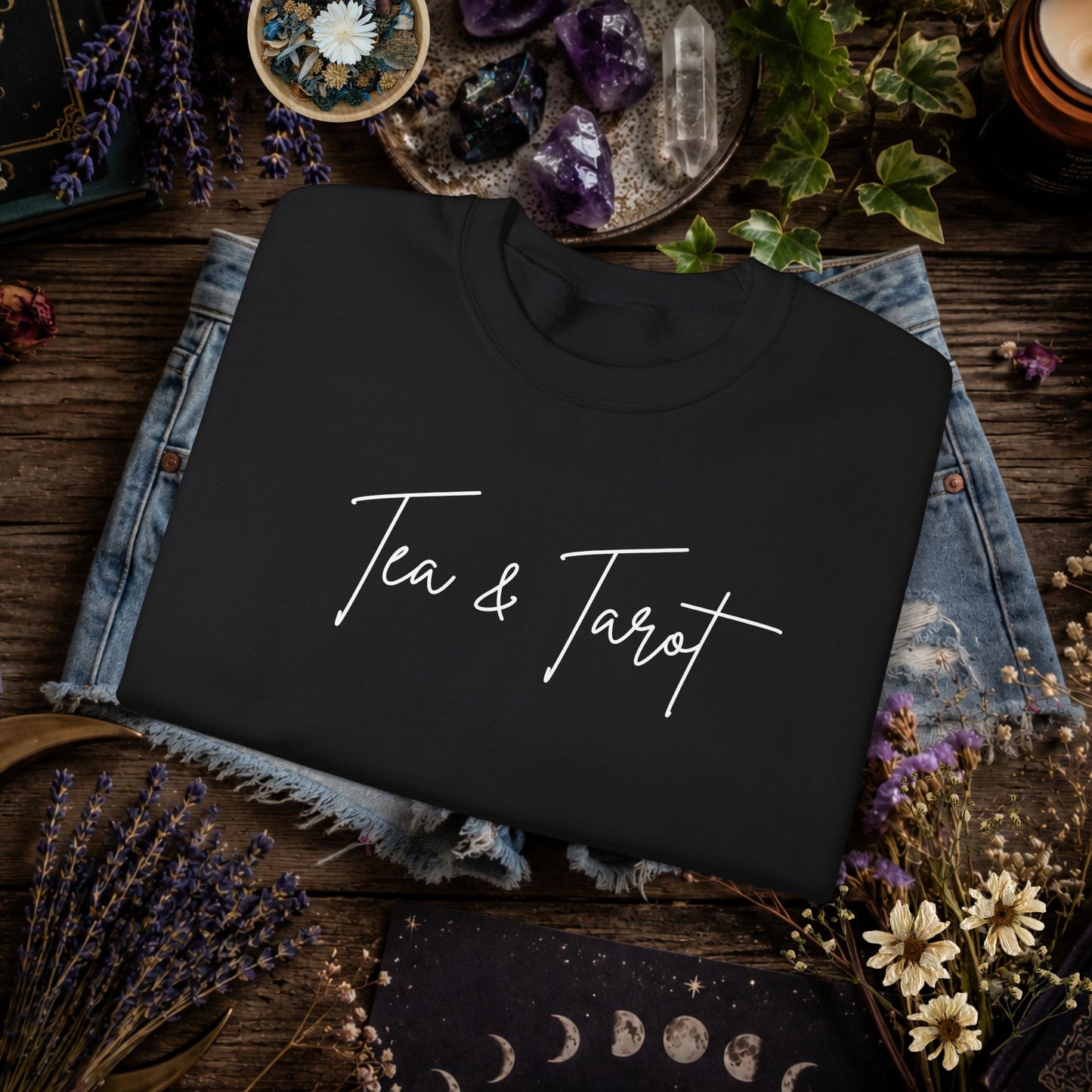 Tea & Tarot Sweatshirt — Witchy Tarot Reader Gift