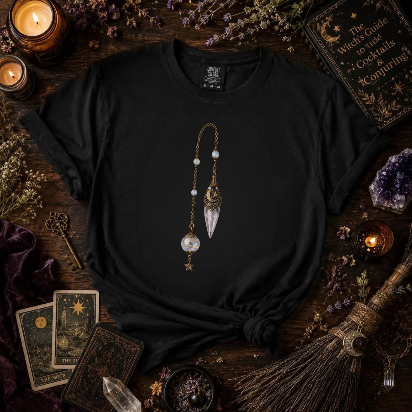 Mystic Pendulum T-Shirt — Spiritual, Boho Vibe Tee for Meditation & Witchcraft Enthusiasts