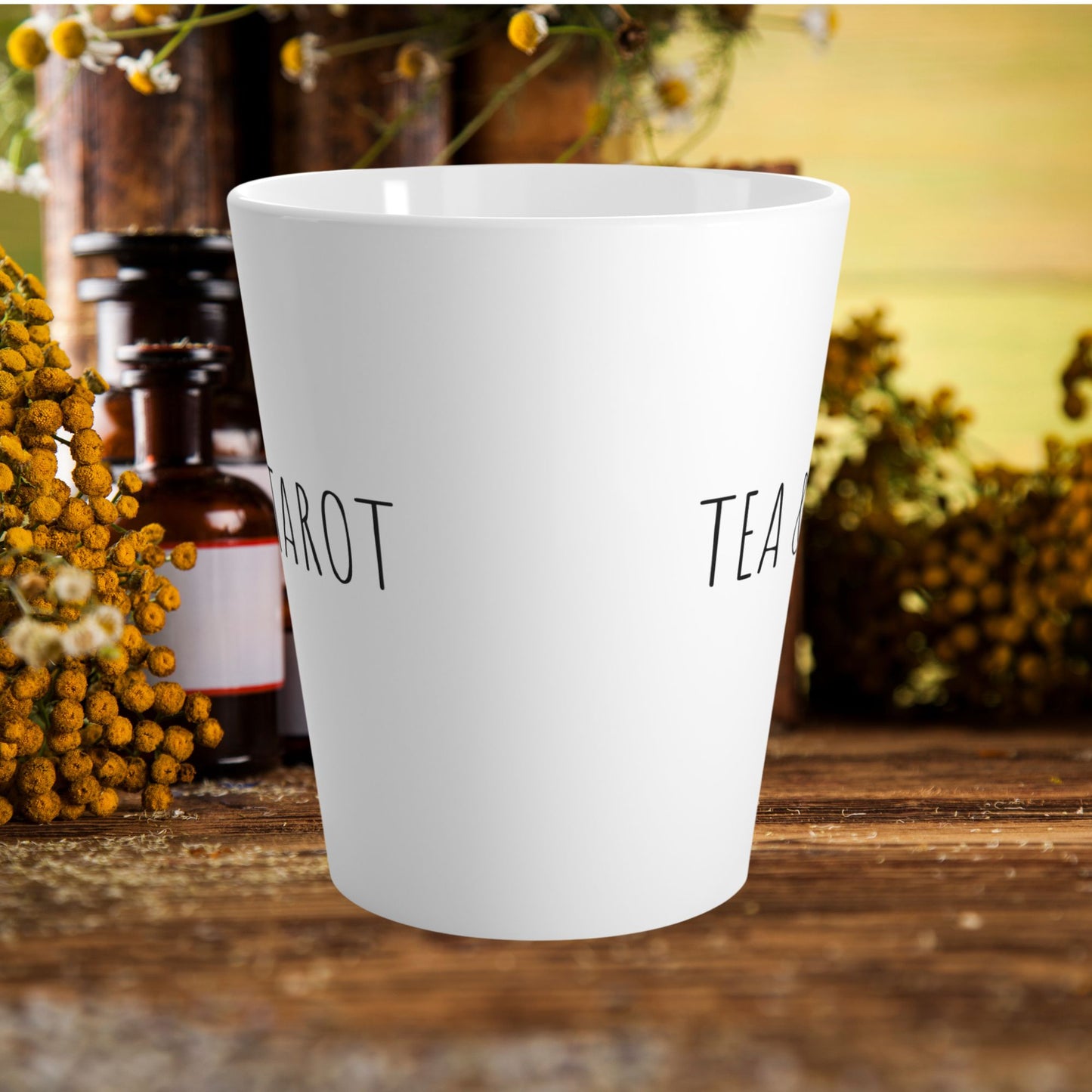 Tea and Tarot Latte Mug — Mystical Tea Lover Ceramic Cup