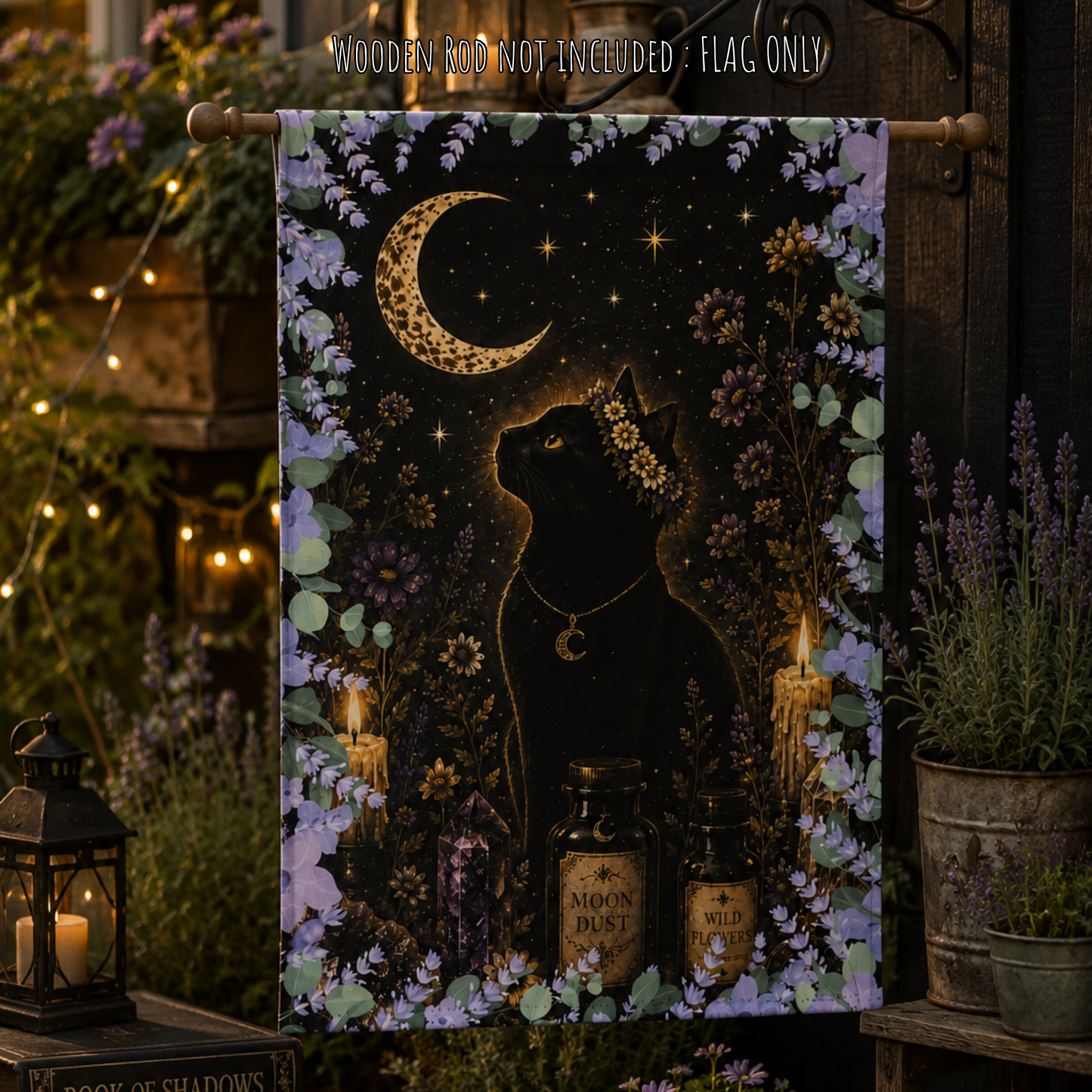 Black Cat Moon Garden Flag