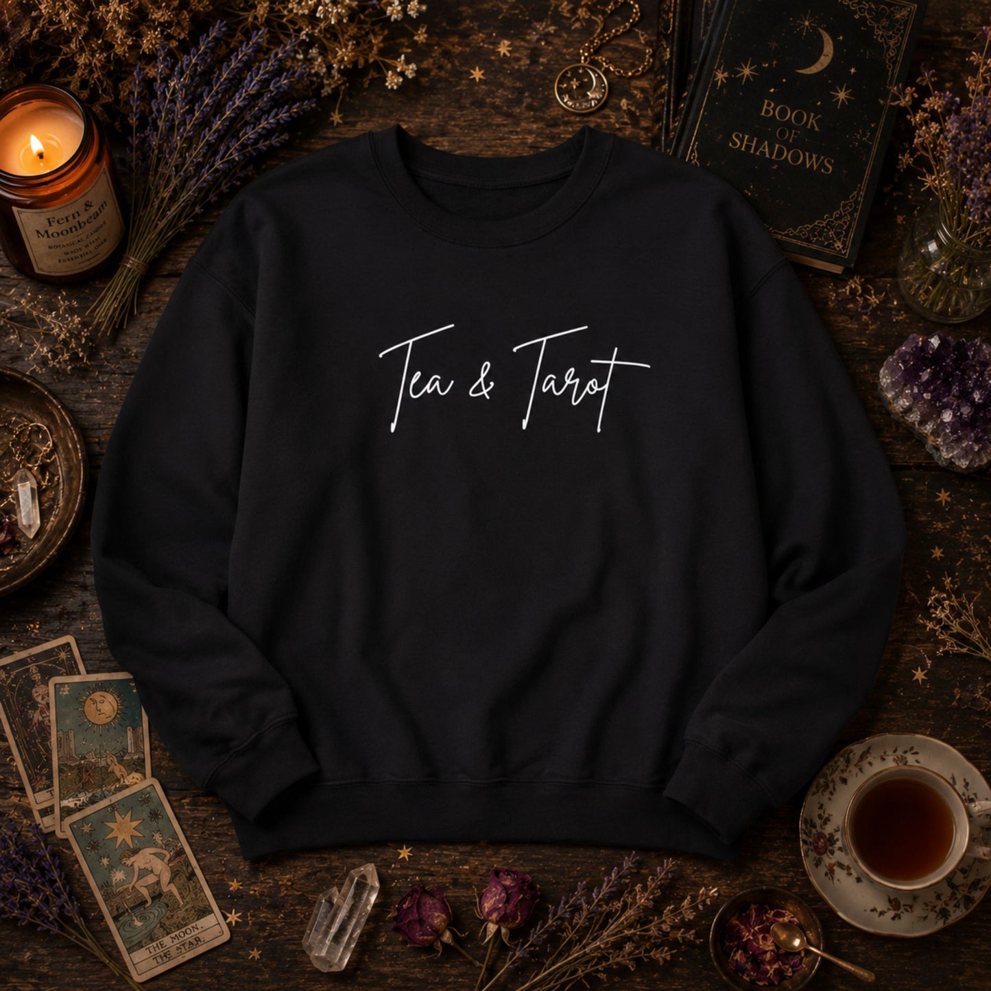 Tea & Tarot Sweatshirt — Witchy Tarot Reader Gift