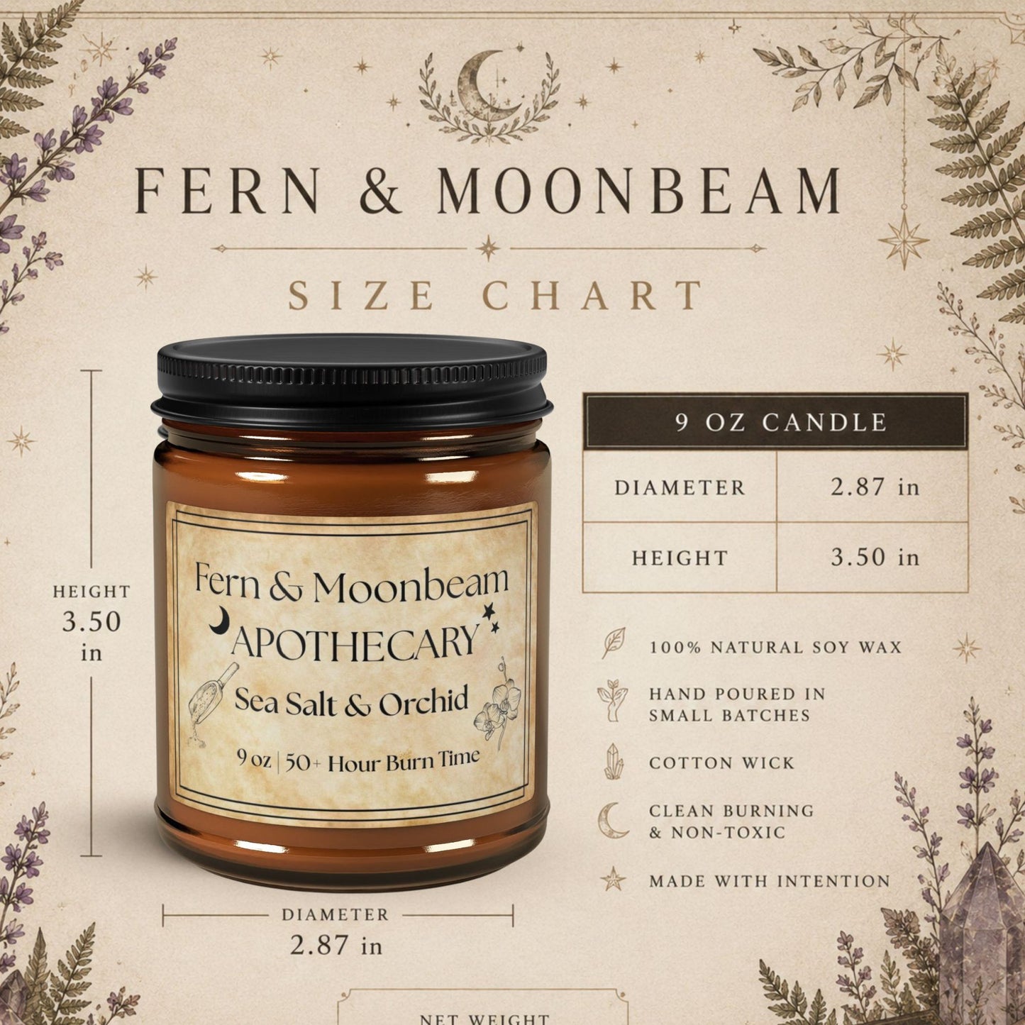 Sea Salt & Orchid Soy Candle — Amber Jar