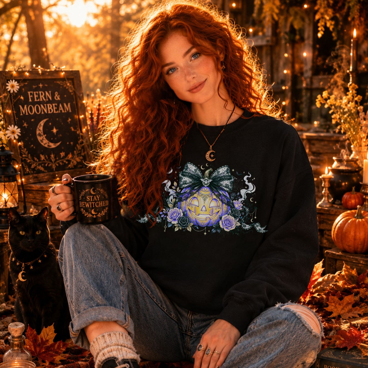 Halloween Pumpkin Bow Sweatshirt