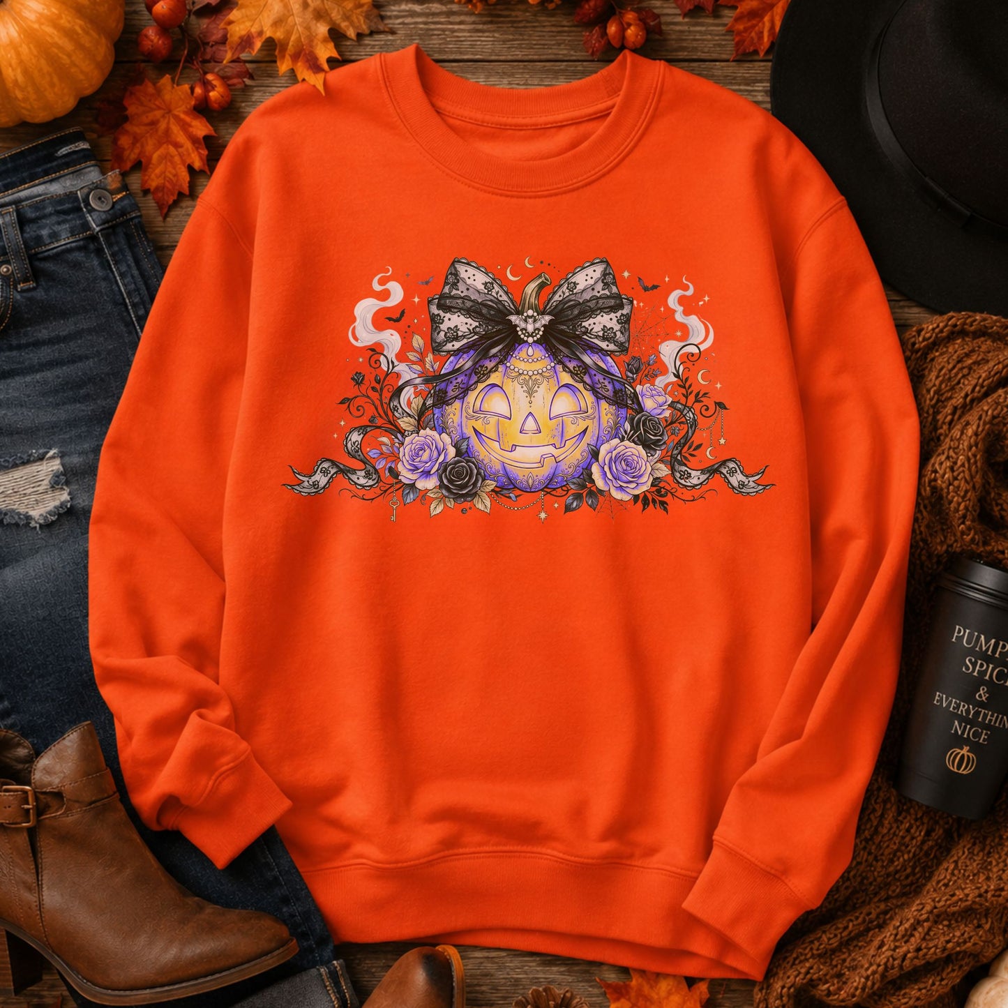 Halloween Pumpkin Bow Sweatshirt