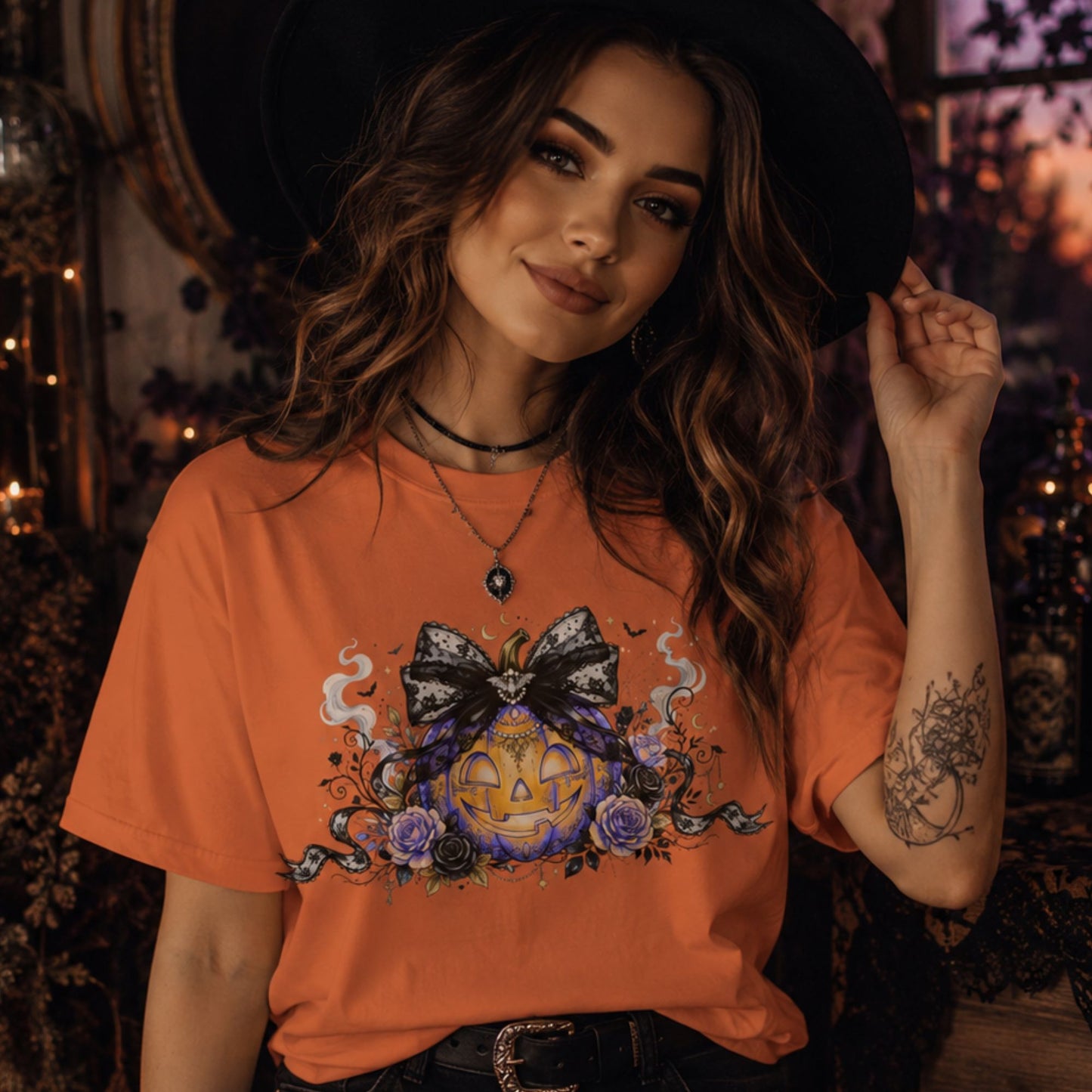 Halloween Pumpkin Bow Tee