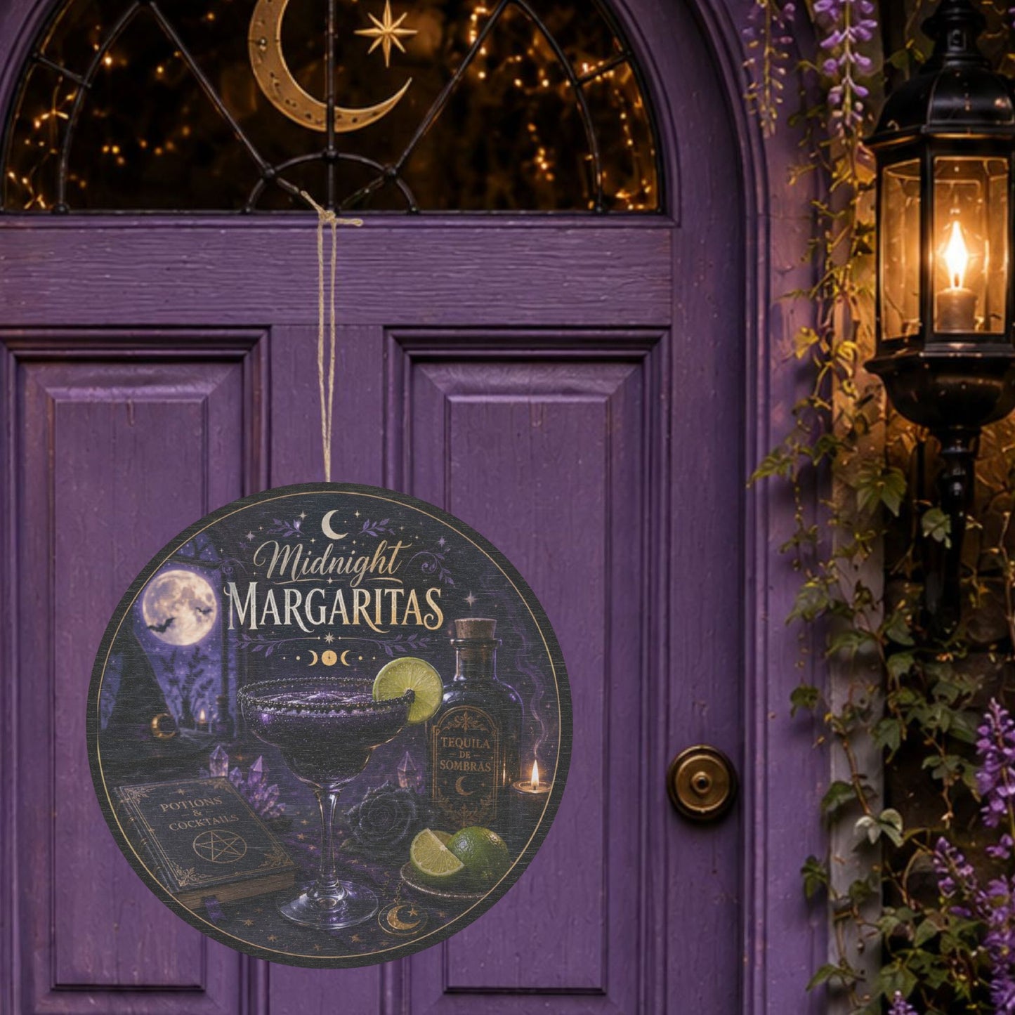 Midnight Margaritas Round Wood Sign