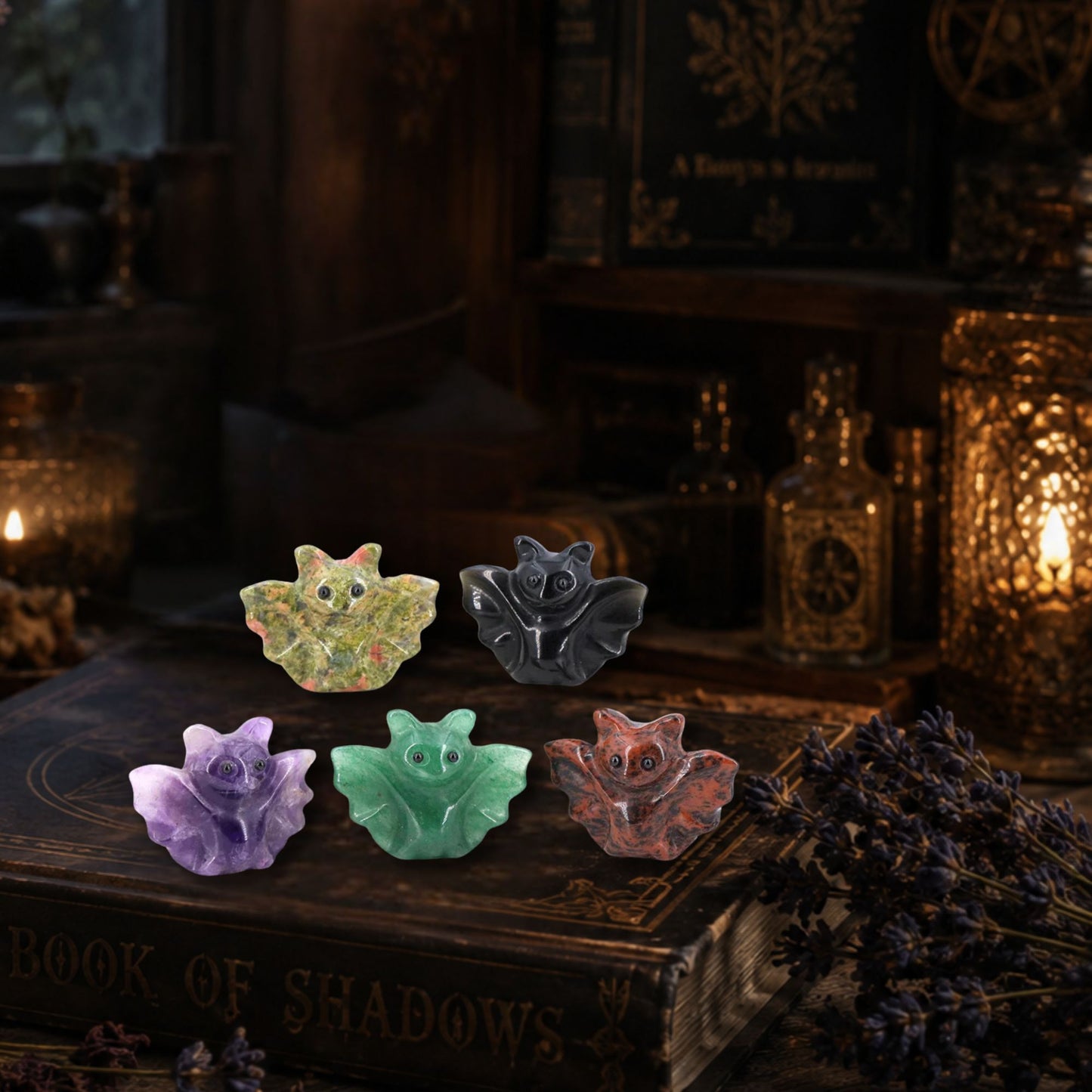 Crystal Bat Statues